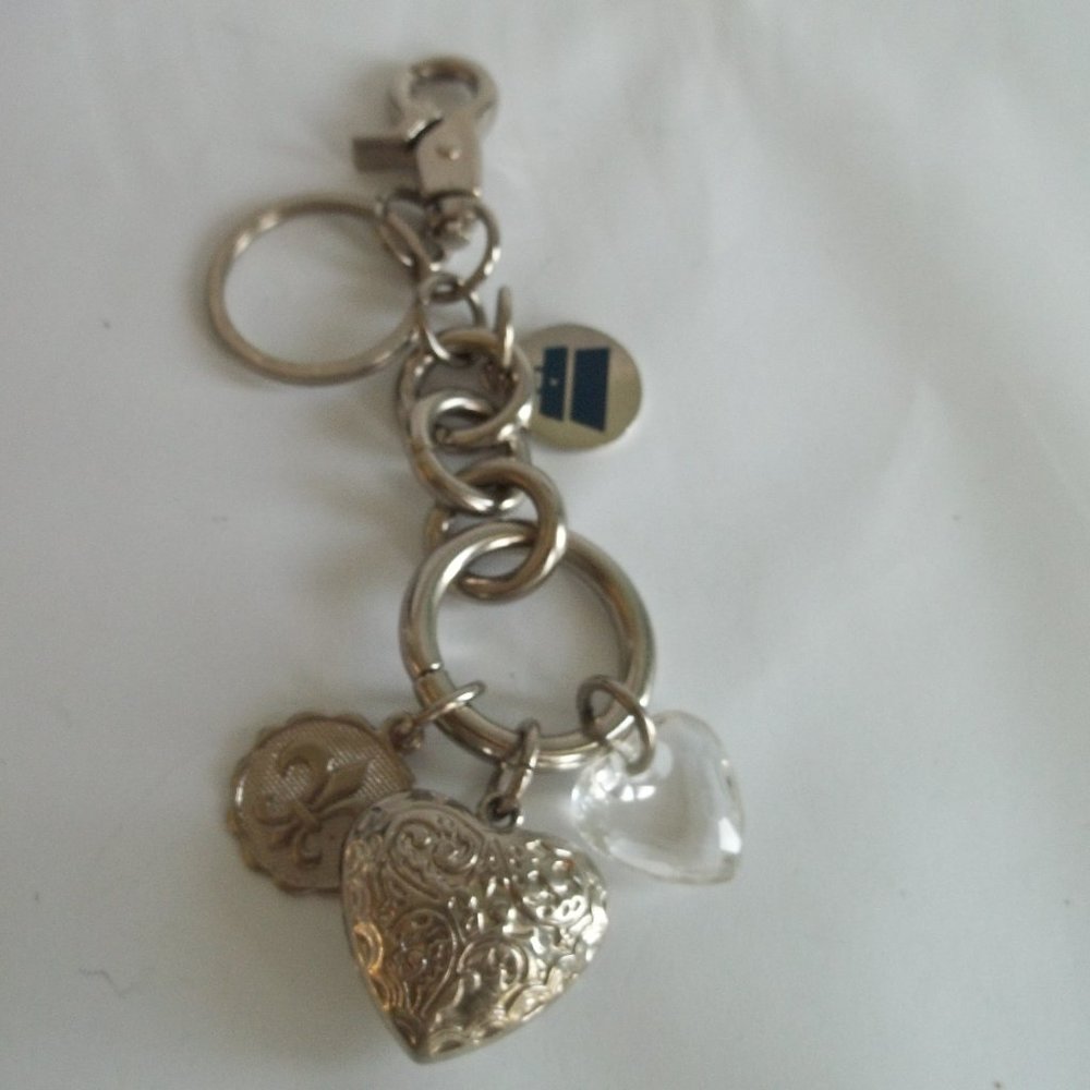 Kathy Van Zeelan Puffed Heart Key Ring Chain Charms Claw Clasp